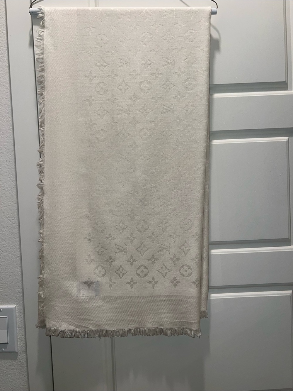Louis Vuitton Cream Jacquard Monogram Shawl